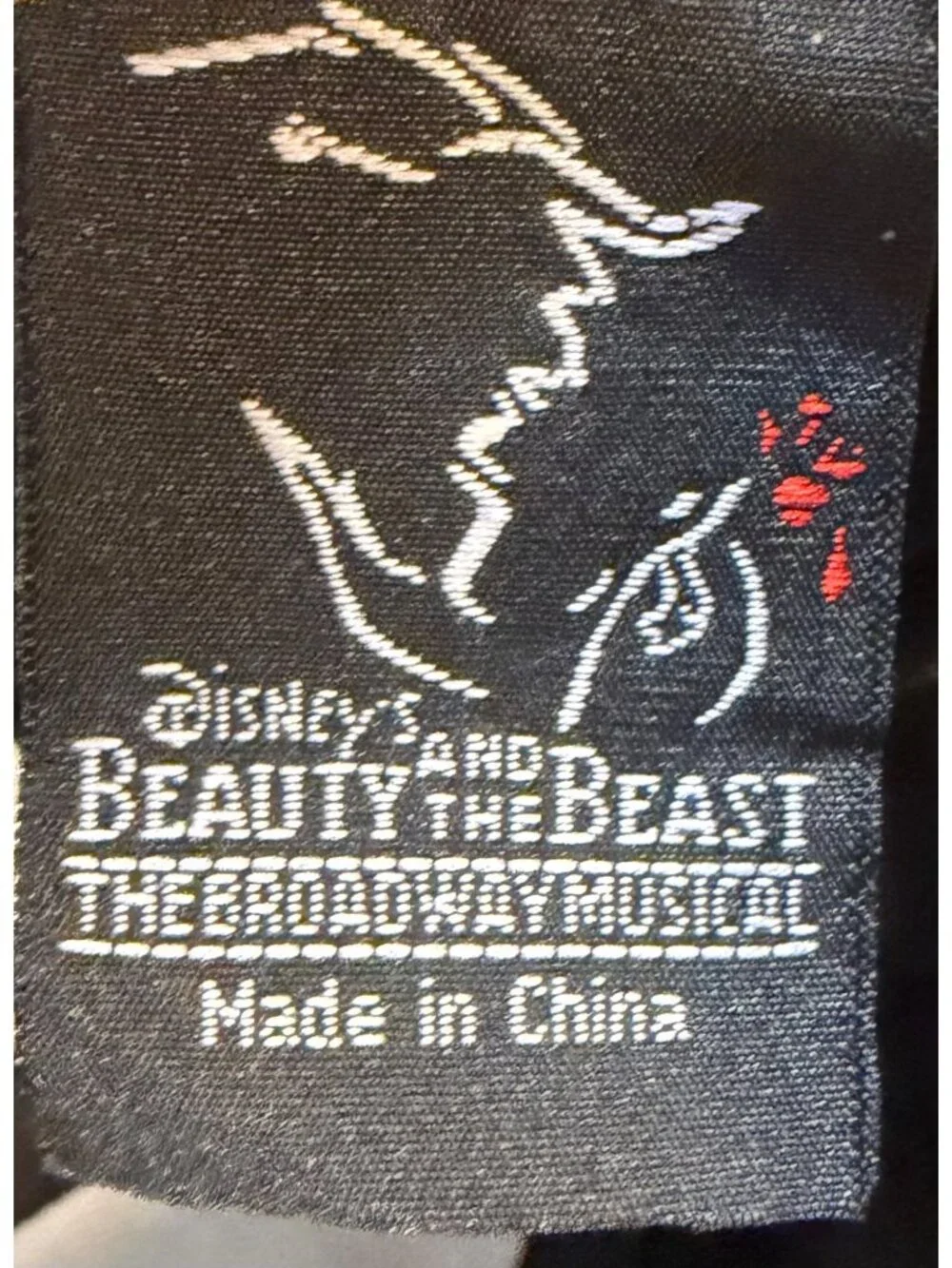 Disney Beauty and the Beast Musical Black Corduroy Hat Cap Broadway Embroidered